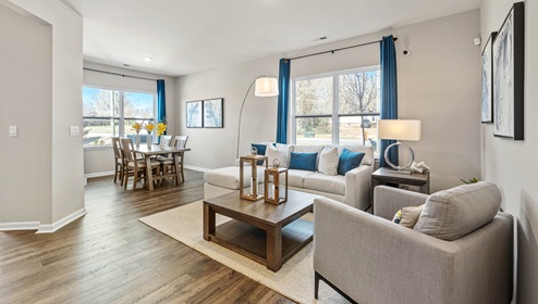 Living room with view of dining room.