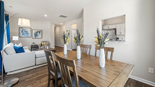 Dining room with view of window.