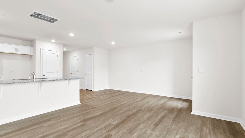 Living room view of kitchen.