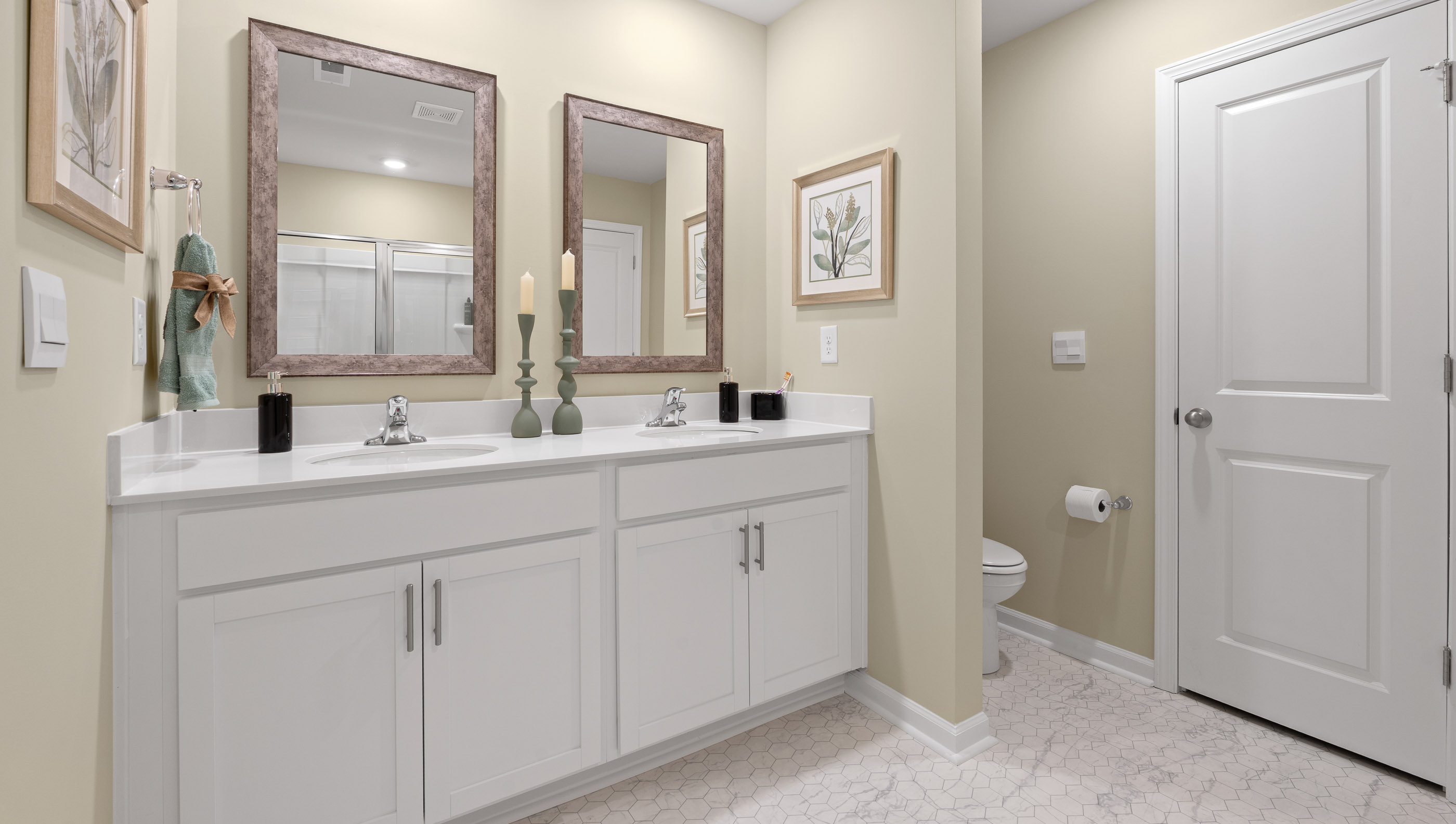 Bathroom with double vanity.