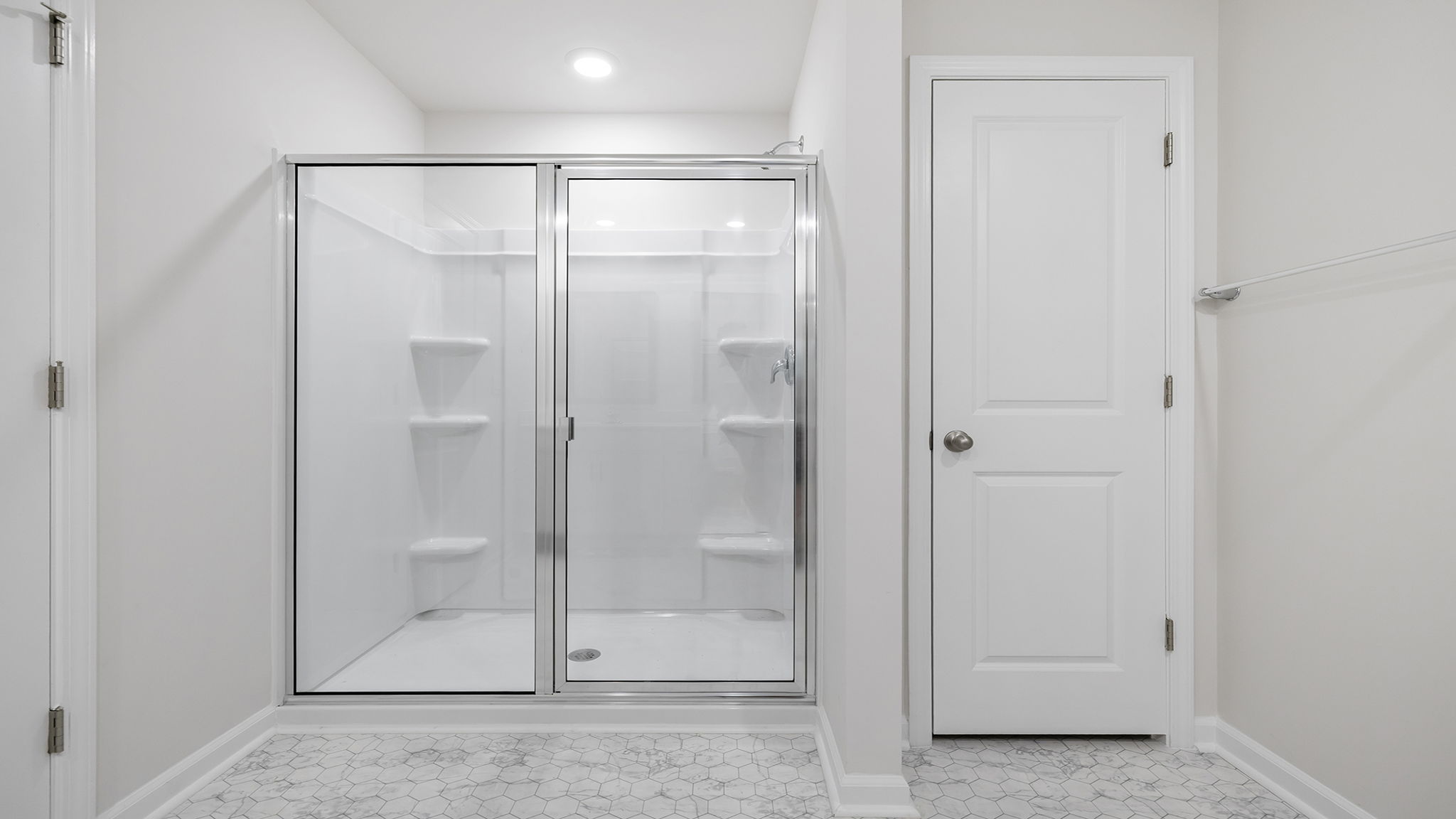 Bathroom with walk in shower and vanity