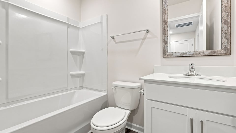 Bathroom with vanity sink.
