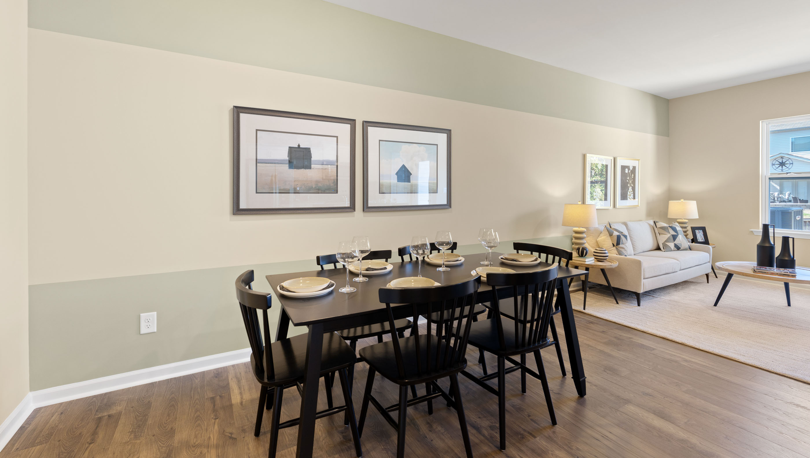 Dining room facing living room.