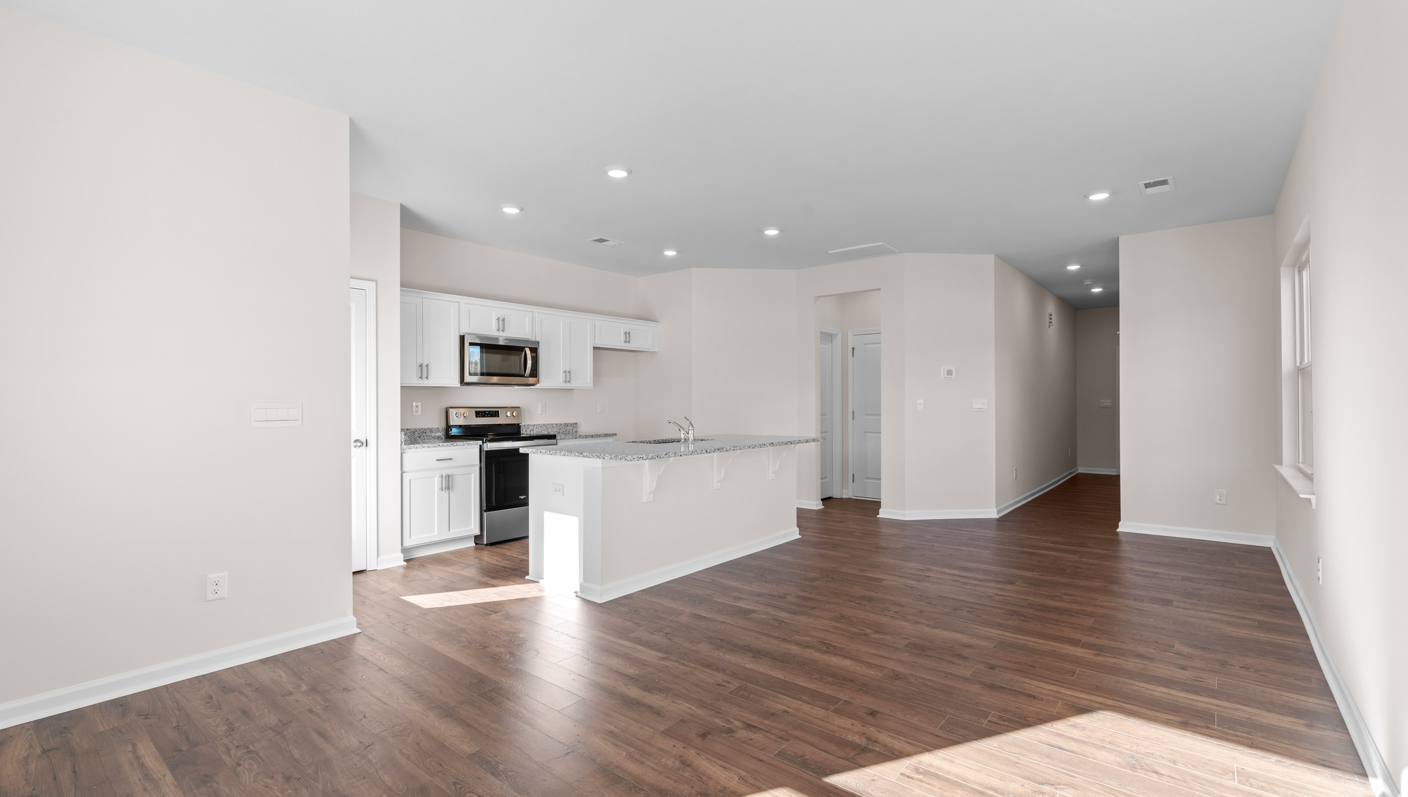 Family room and kitchen.