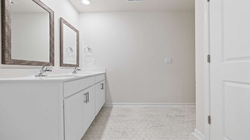 Bathroom with vanity.