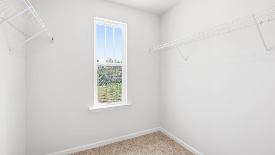 Walk in closet with window.