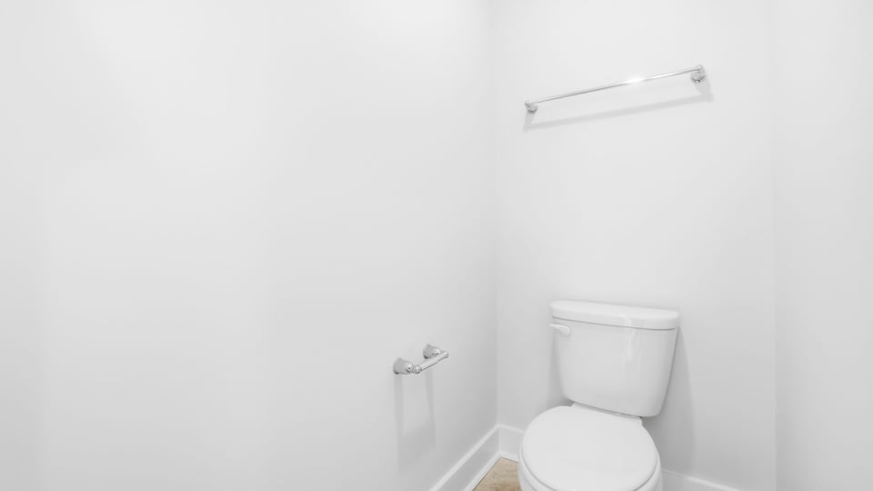 Primary bathroom with double vanity sinks.