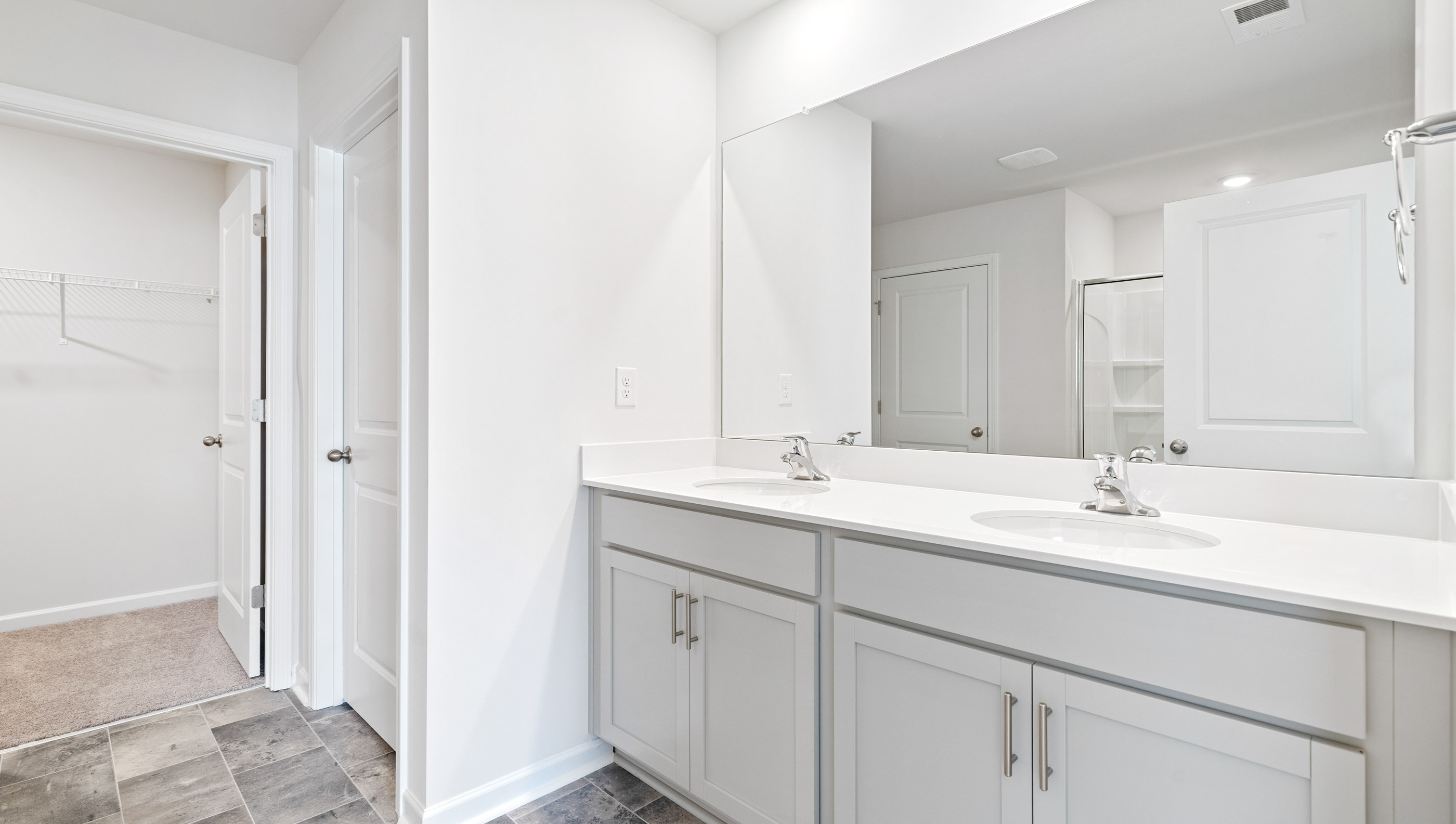 Bathroom with double sink vanity.