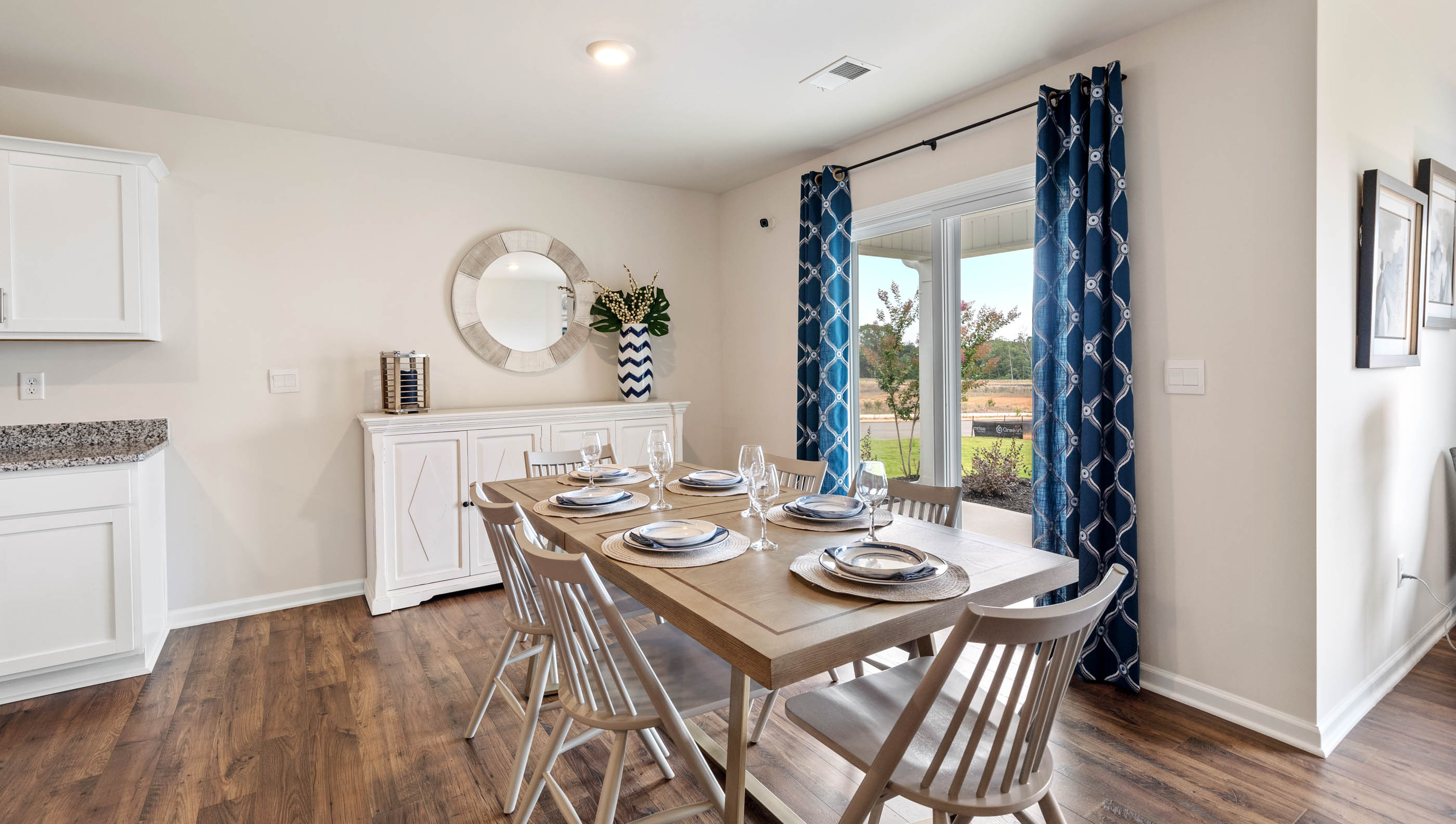 Dining area with windows.