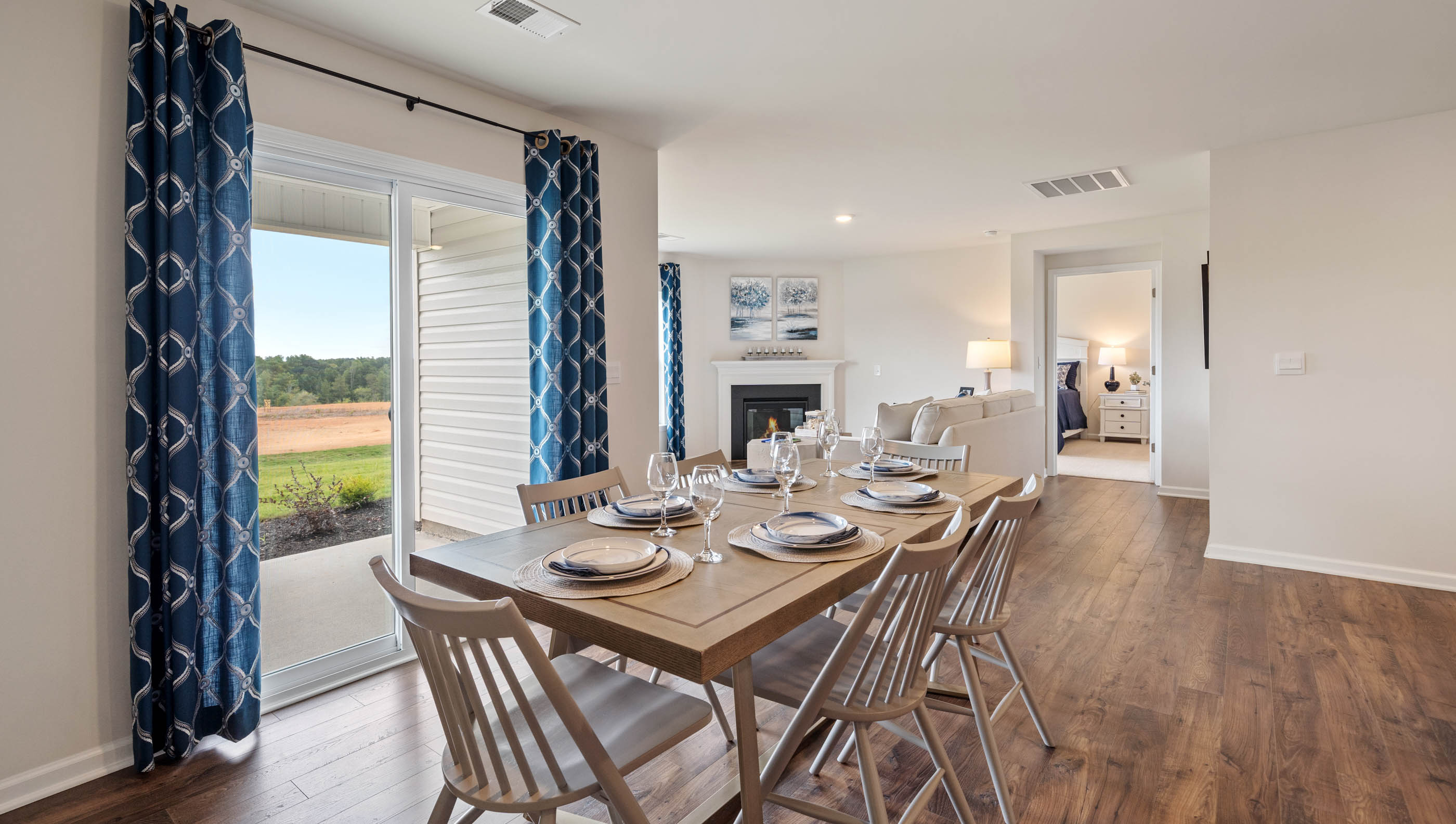 Dining area with windows.