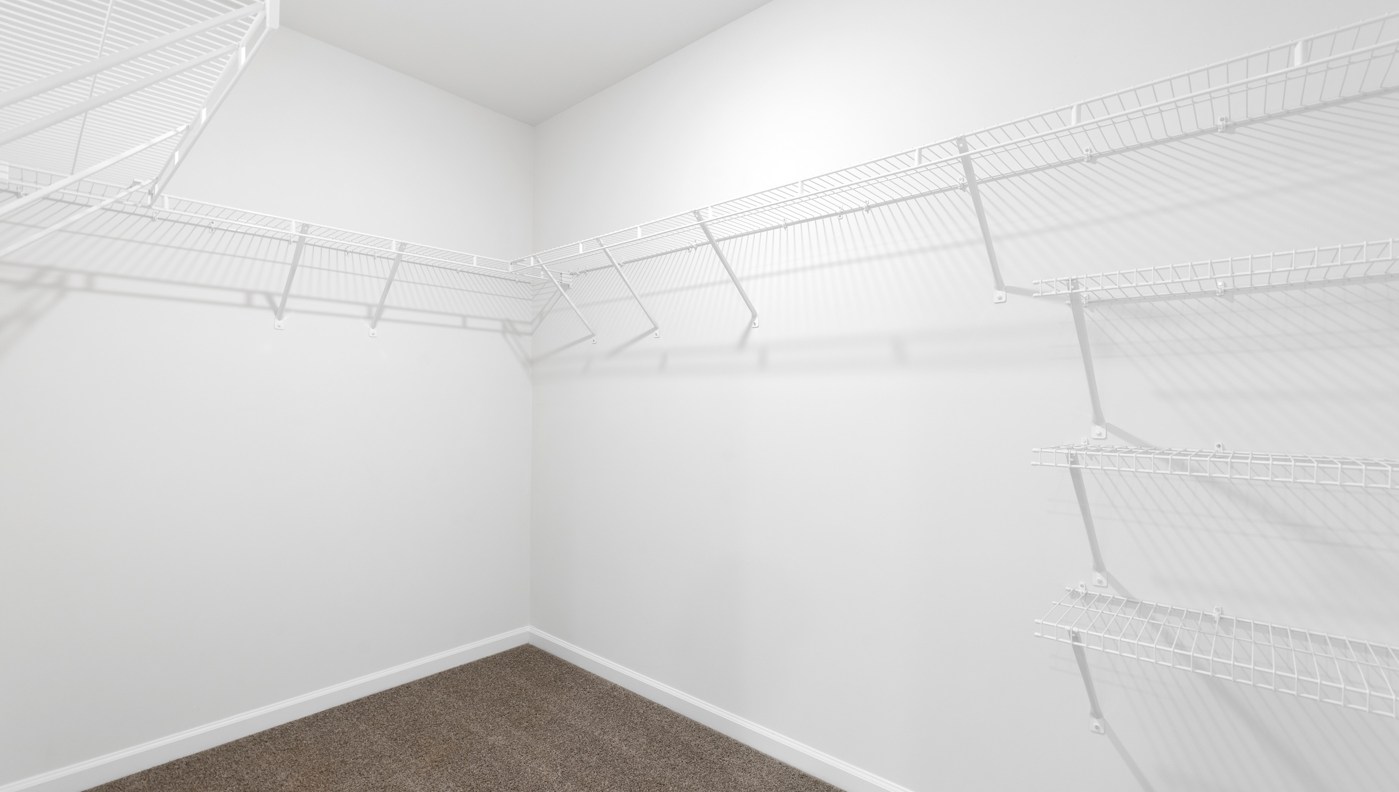 Closet with hanging racks.