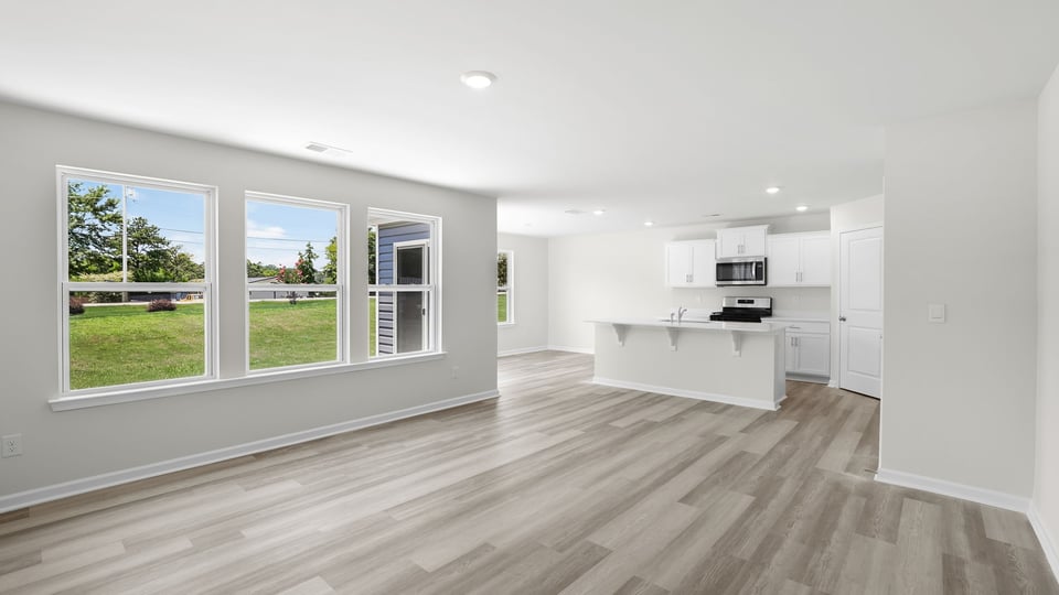 Kitchen with island and countertops.