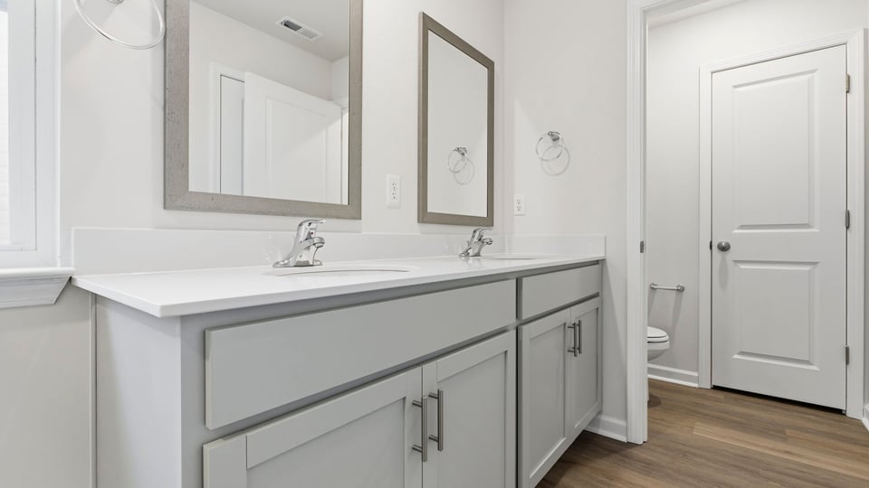 Bathroom with double vanity.