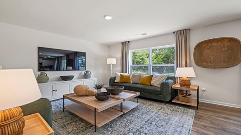 Family room with windows