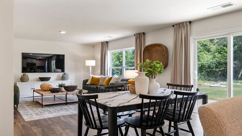 Family room with windows