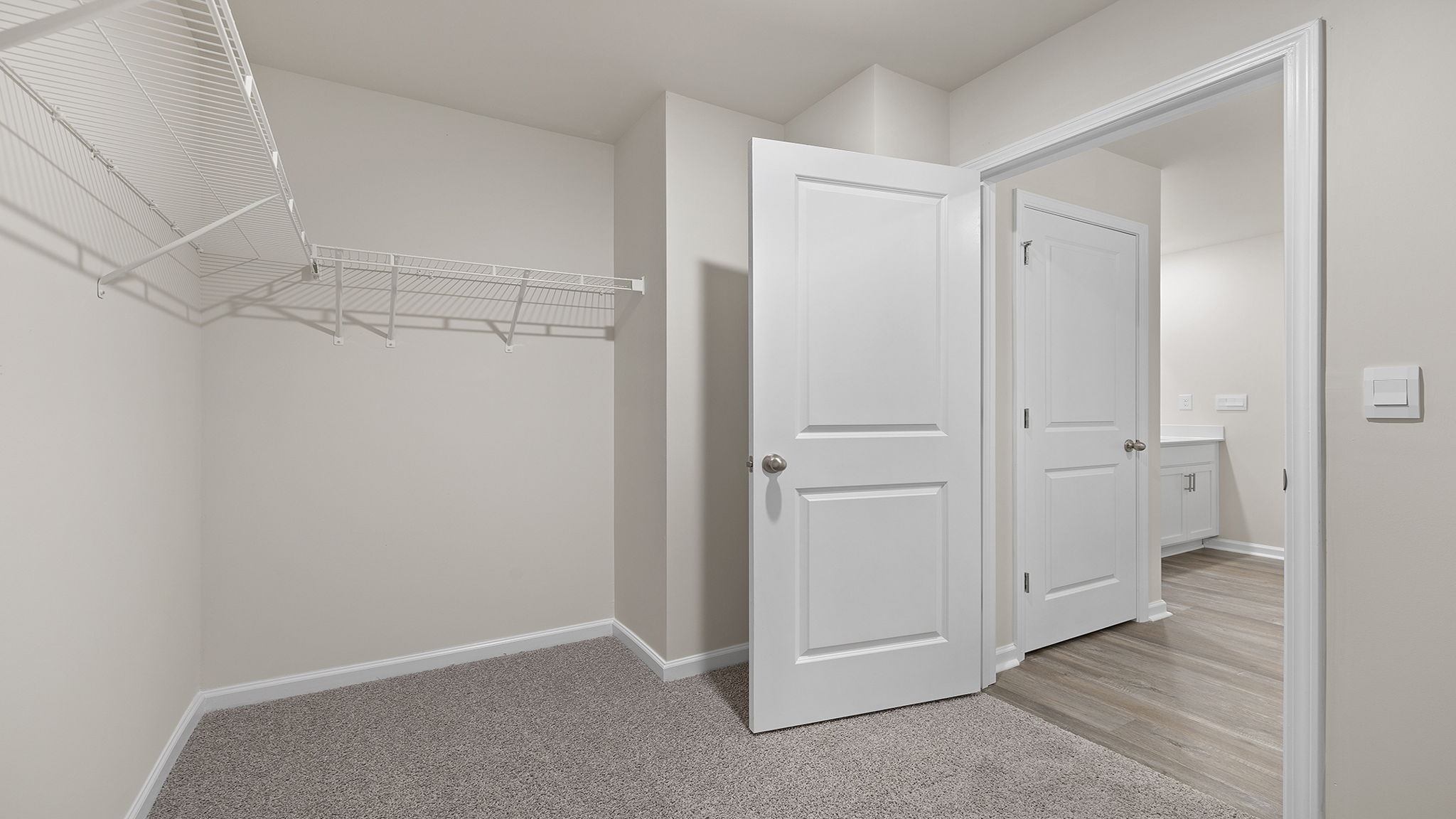 Walk in closet area.