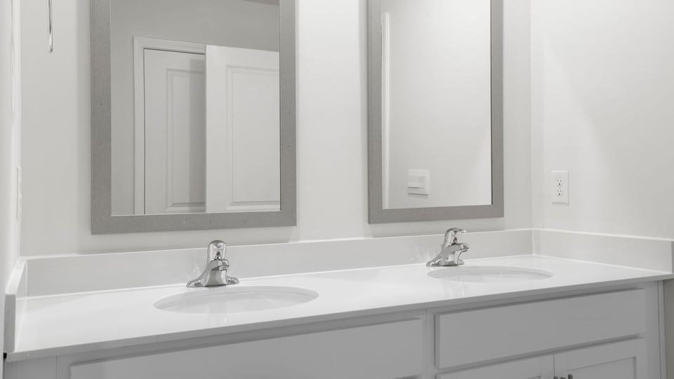 Bathroom with double vanity sink.