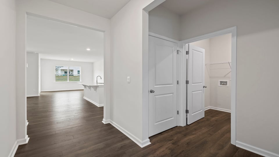 View of hallway and location of the laundry room.