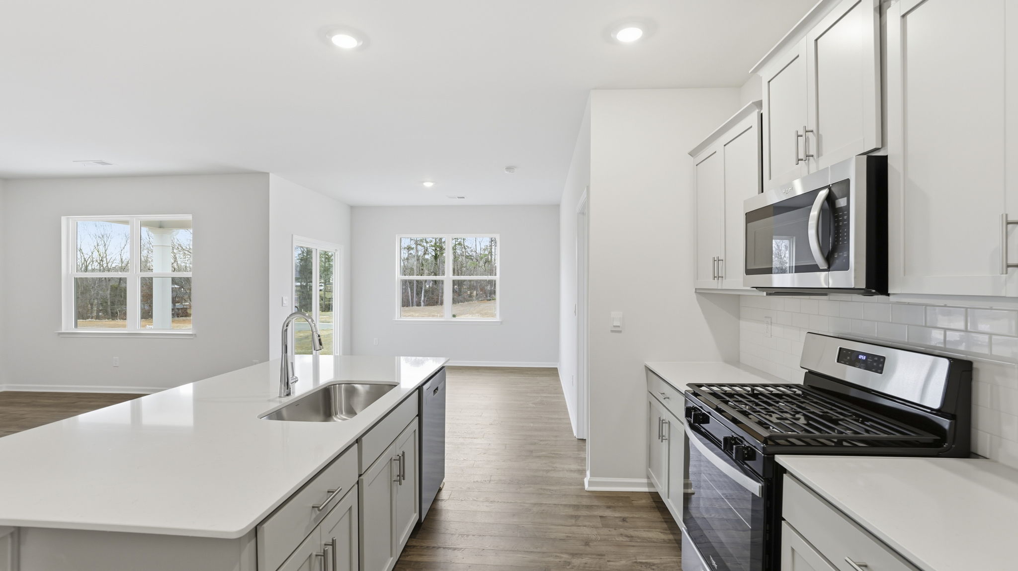 Kitchen island with quartz countertops.
