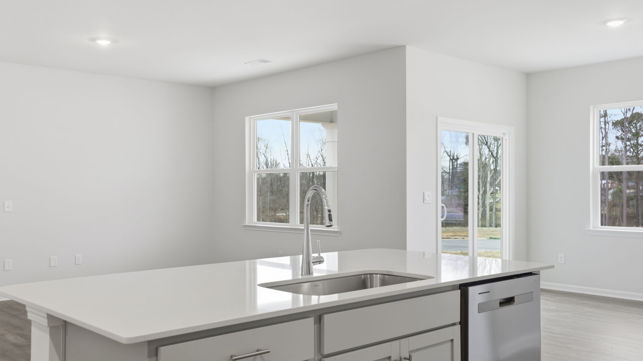 View from kitchen of dining area.