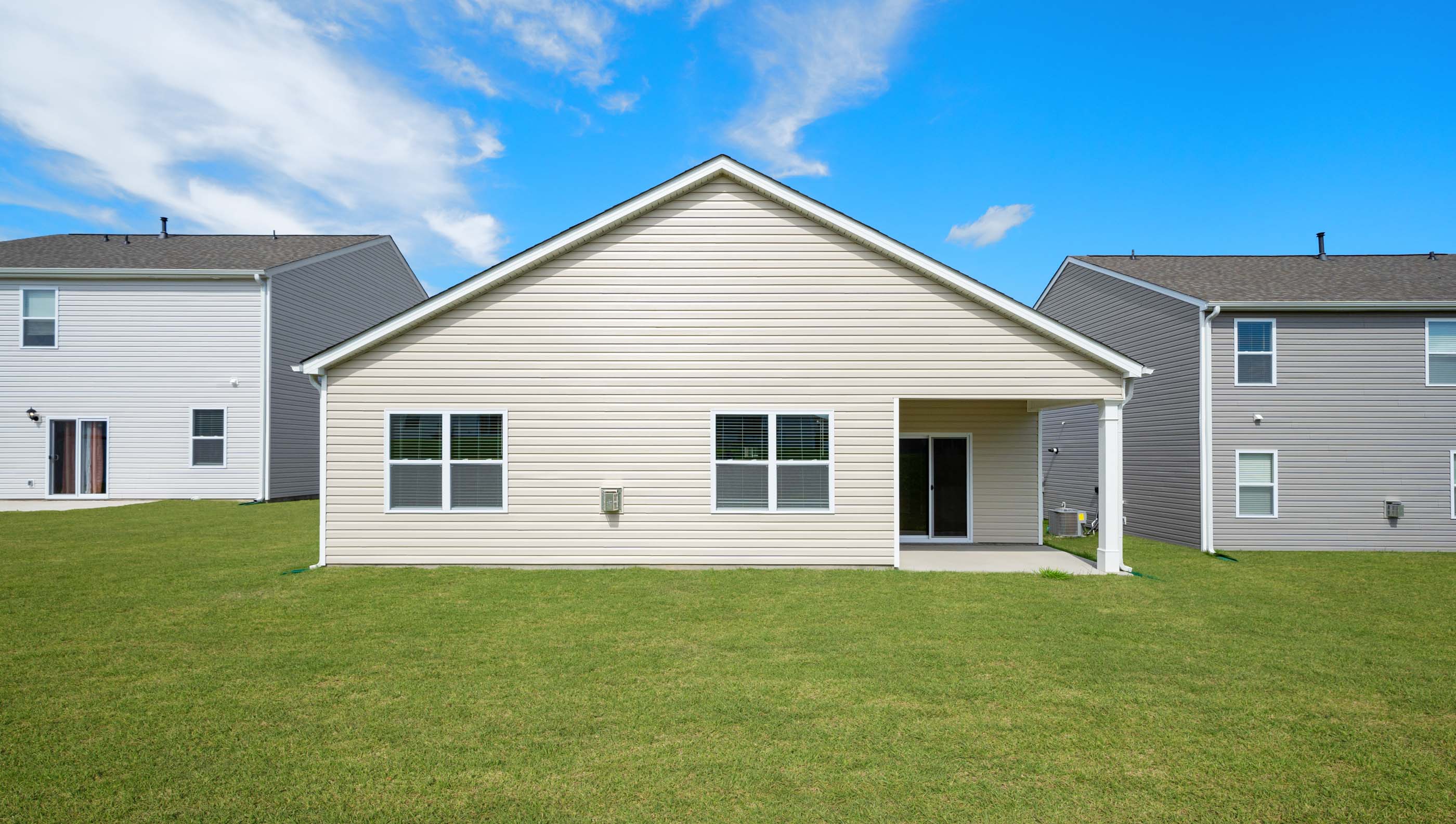 Back exterior view of the Cali with covered porch.