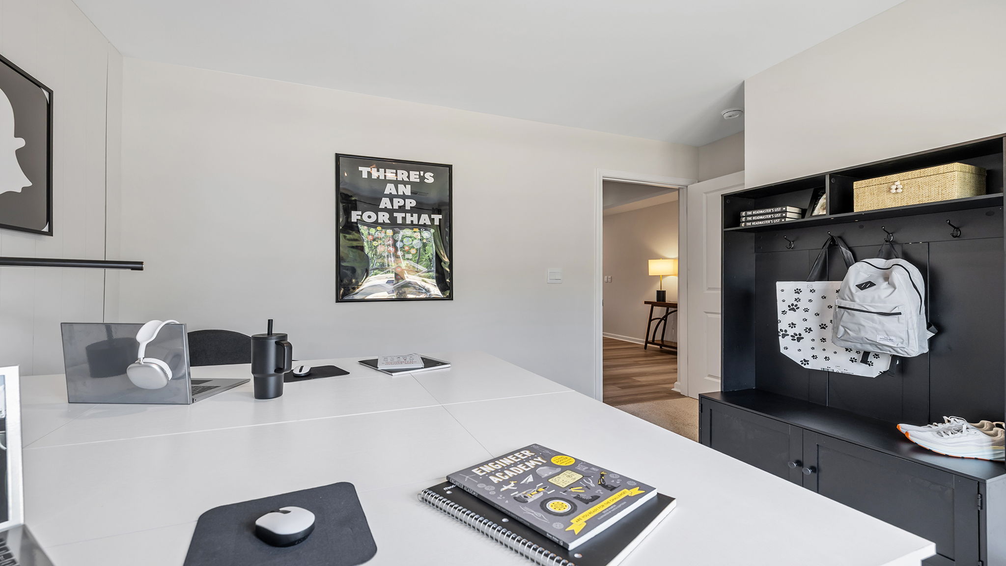 Bedroom with carpet and window.