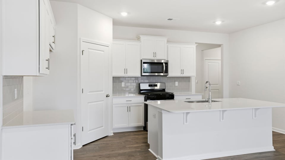 Kitchen island with quartz countertops.