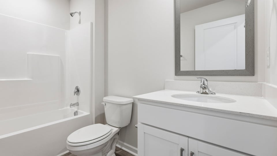 Bathroom with vanity sink.