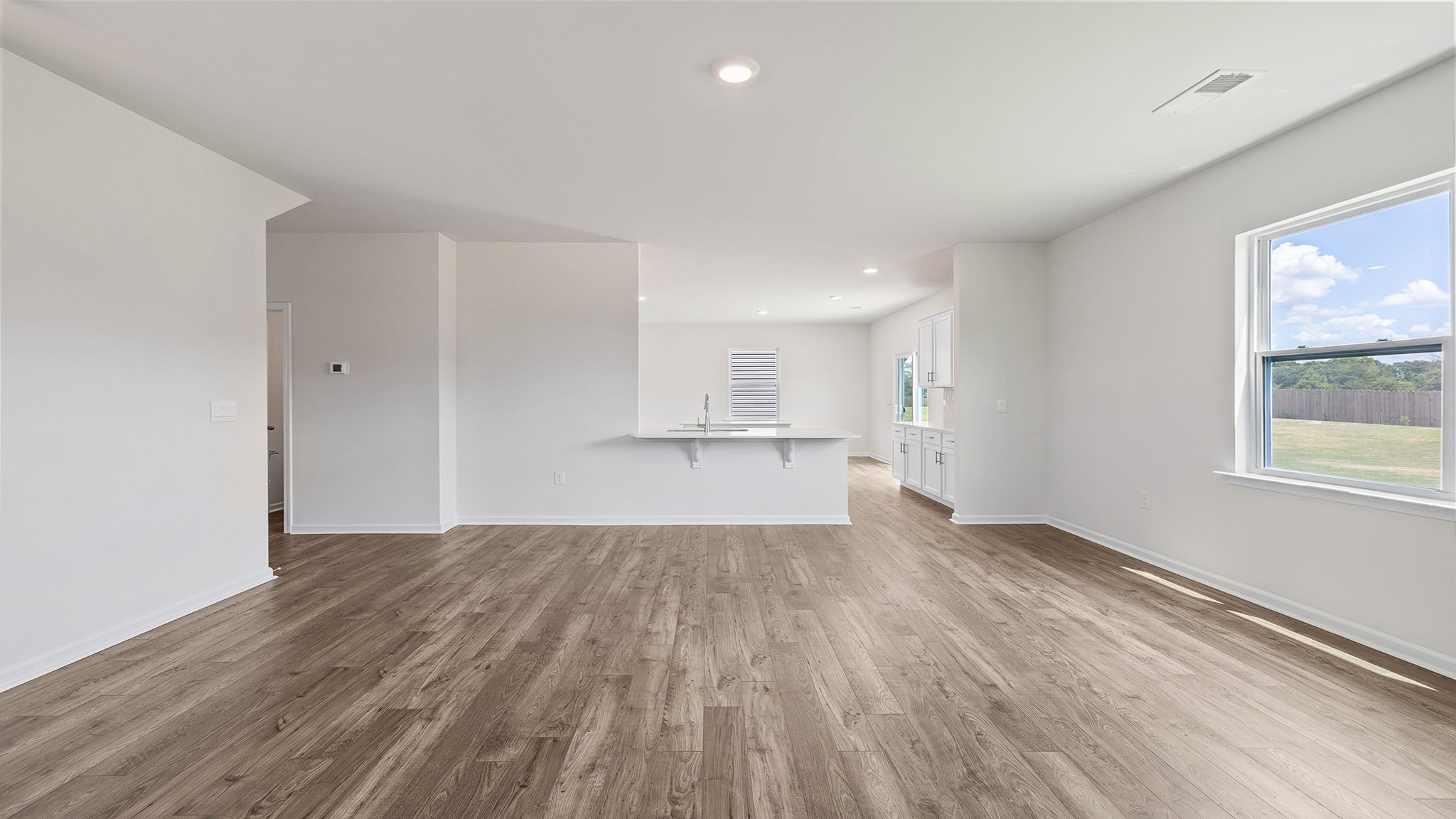 View from living room toward the kitchen.