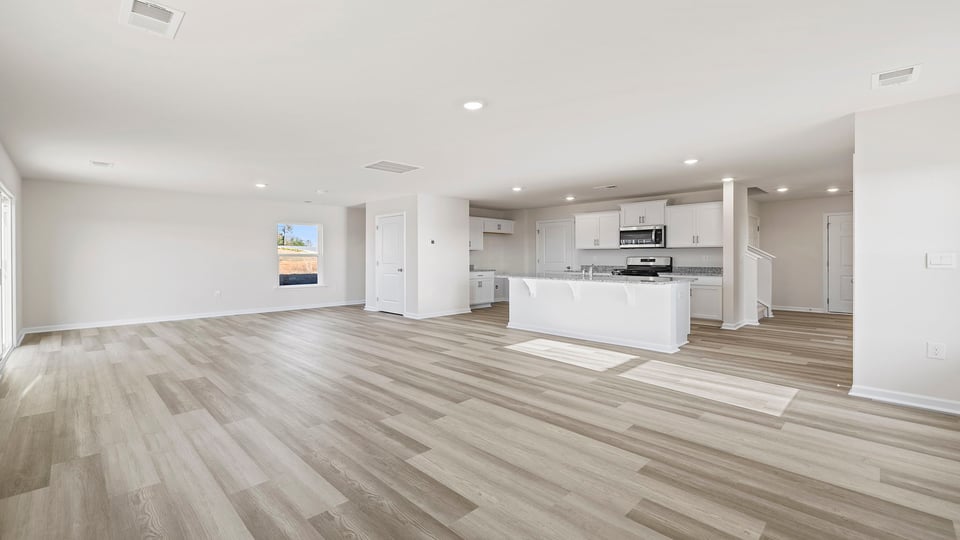 Family room facing kitchen.
