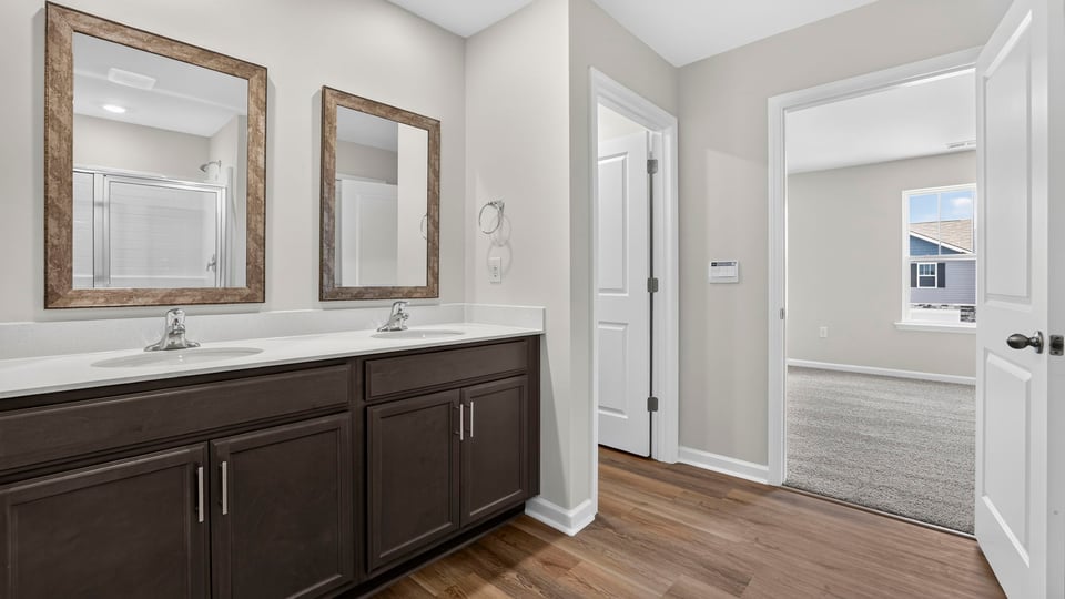 Bathroom with walk in shower.