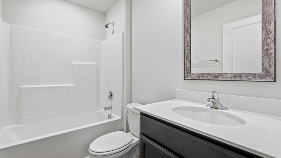 Bathroom with vanity sink.