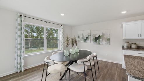 Dining area with windows.