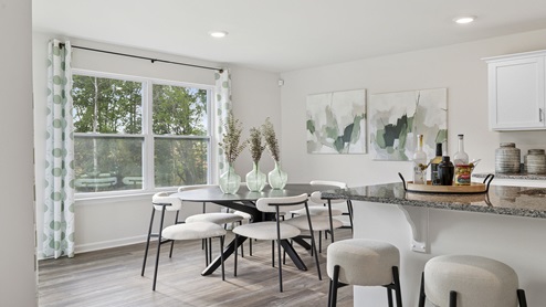 Dining area with windows.
