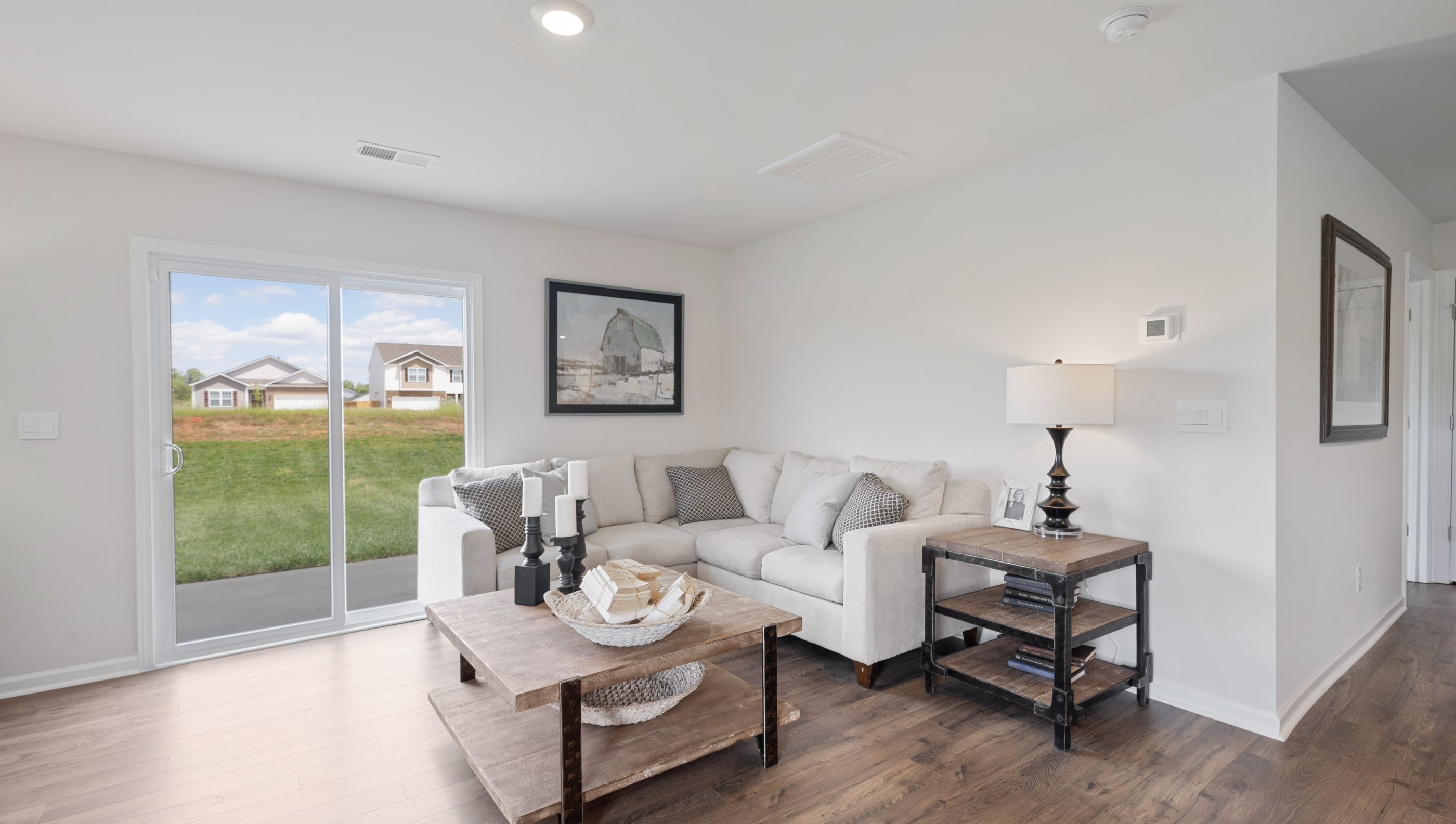 Living room with sliding door to patio.