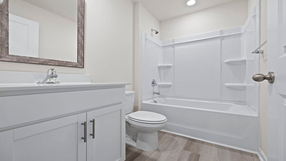 Bathroom with vanity sink.