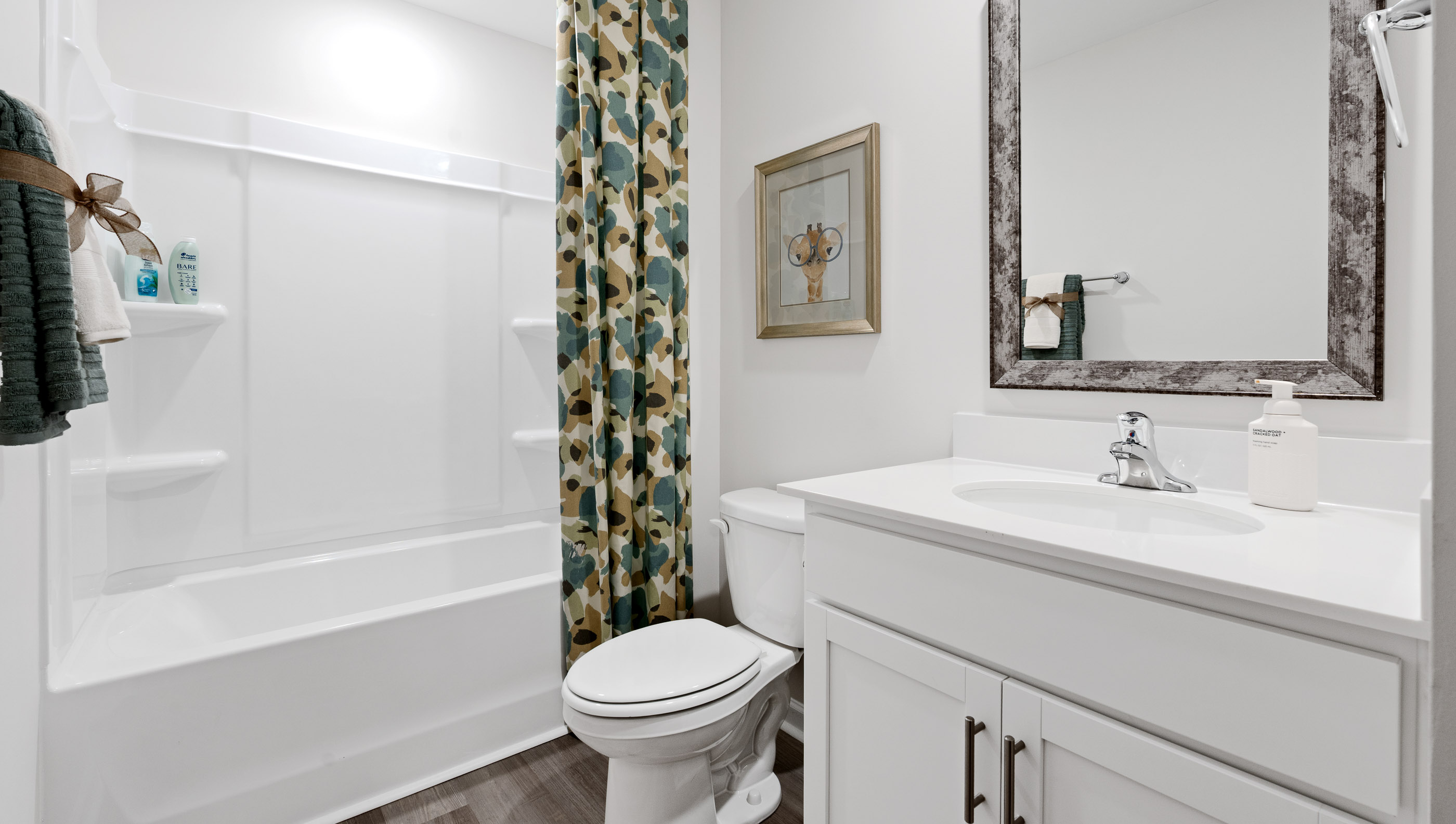 Bathroom with vanity sink.