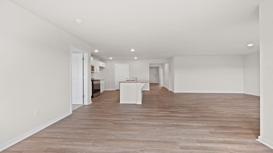 Family room with large windows.