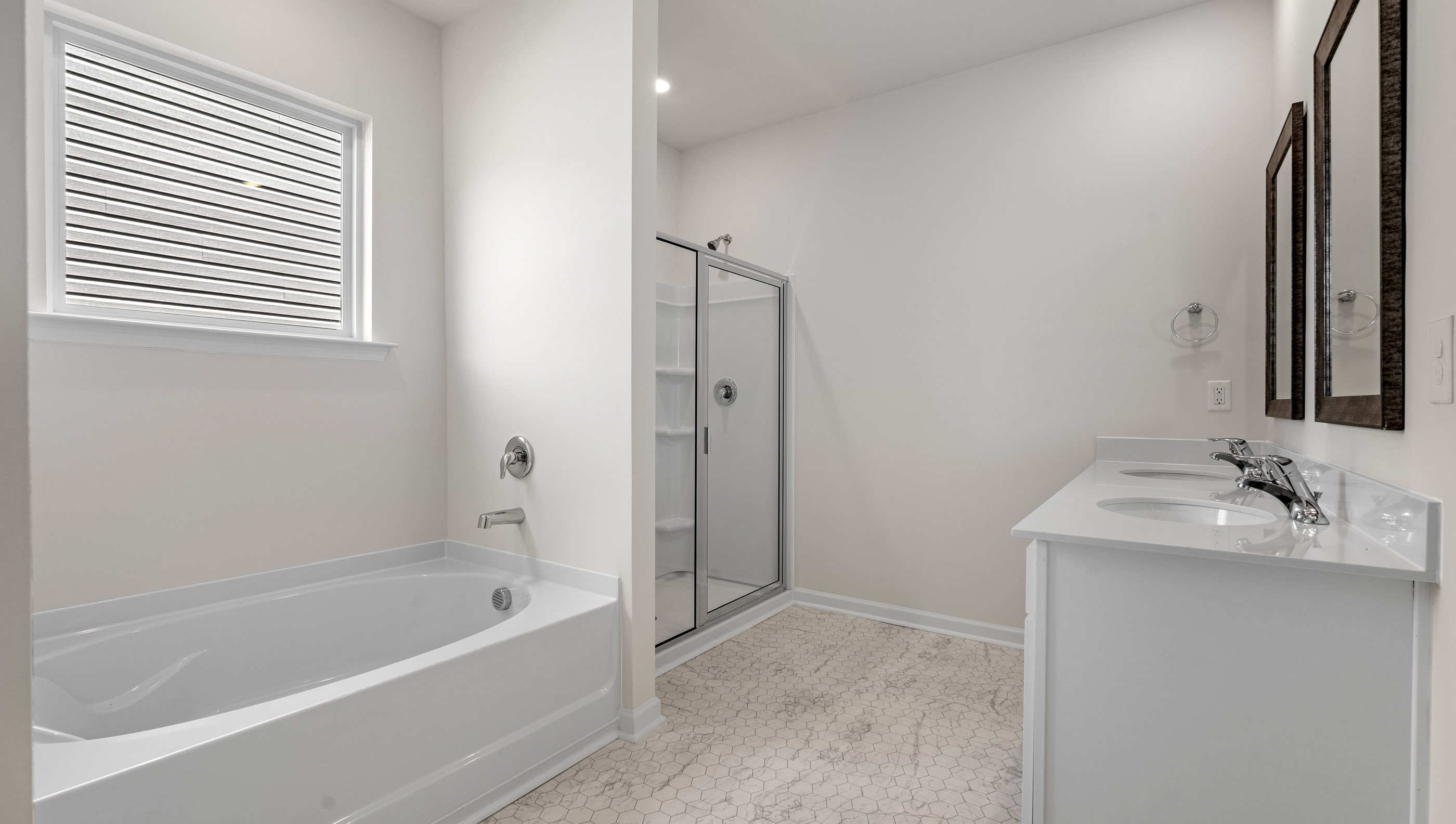 Bathroom with tub and shower.