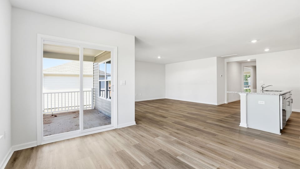 Family room with windows.