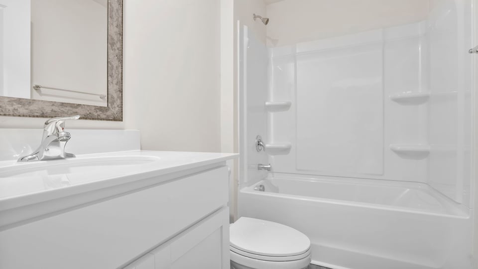 Bathroom with vanity sink.