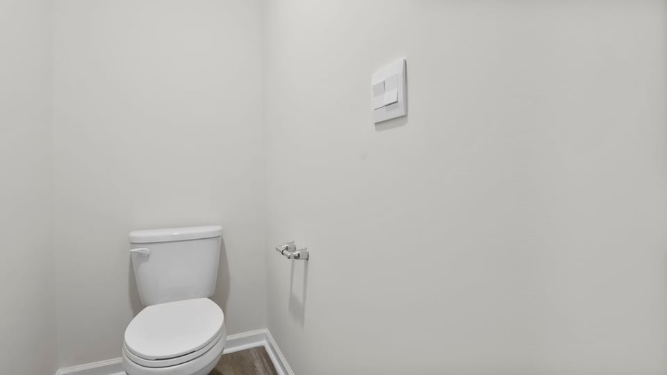 Primary bathroom with double vanity sinks.