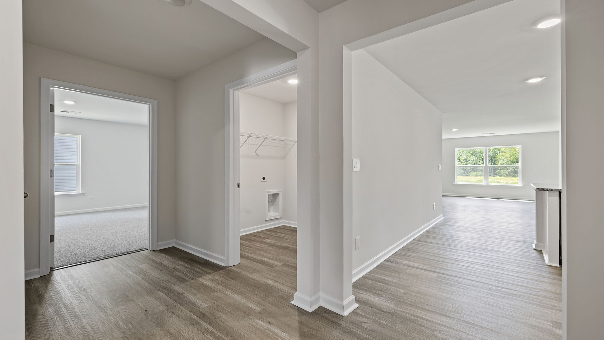 View of hallway and placement of the laundry room.