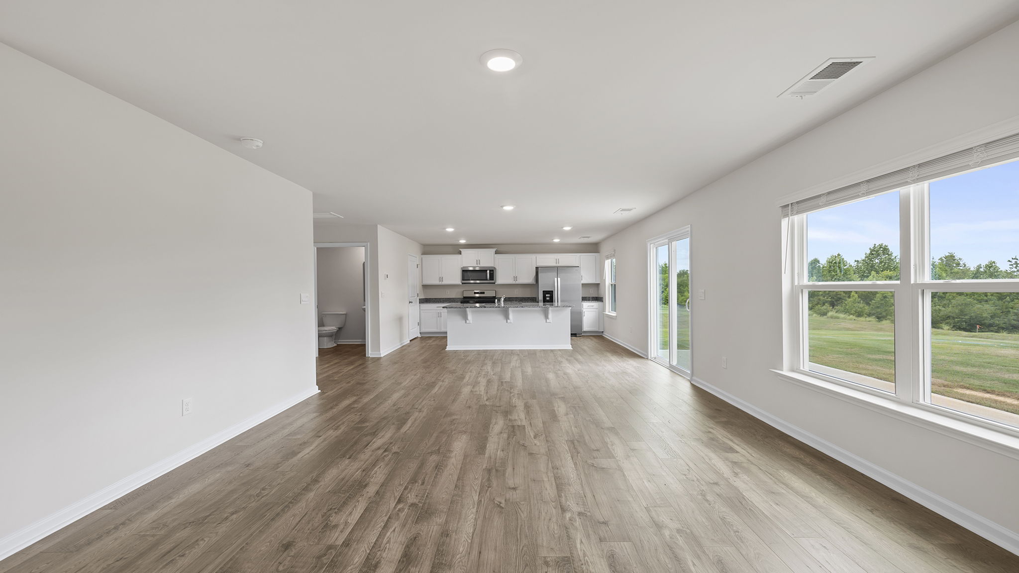 View from the living area toward the kitchen.
