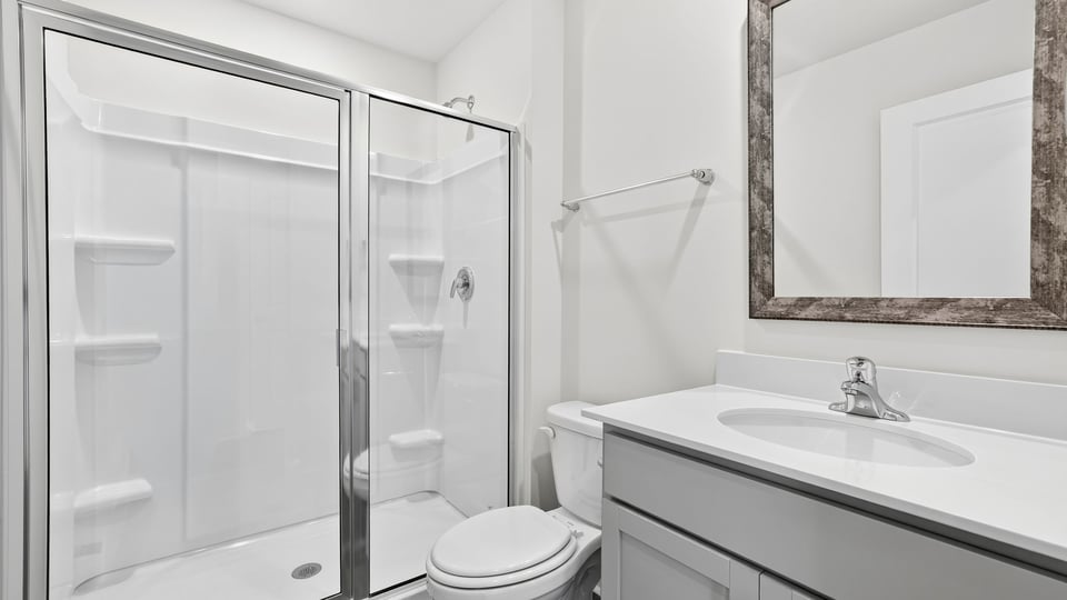 Bathroom with vanity sink.