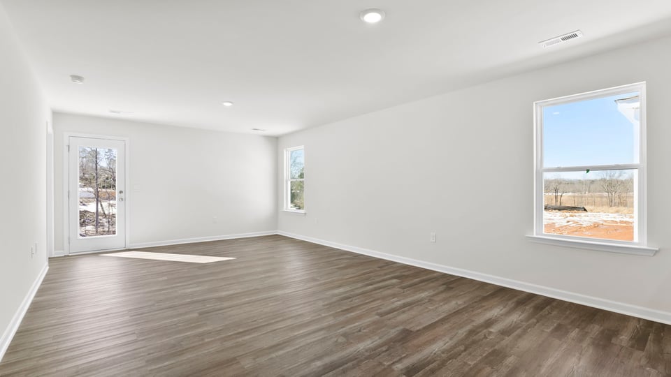 Family room with windows.