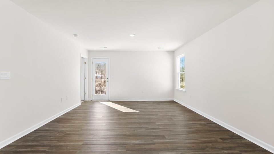 Family room with windows.