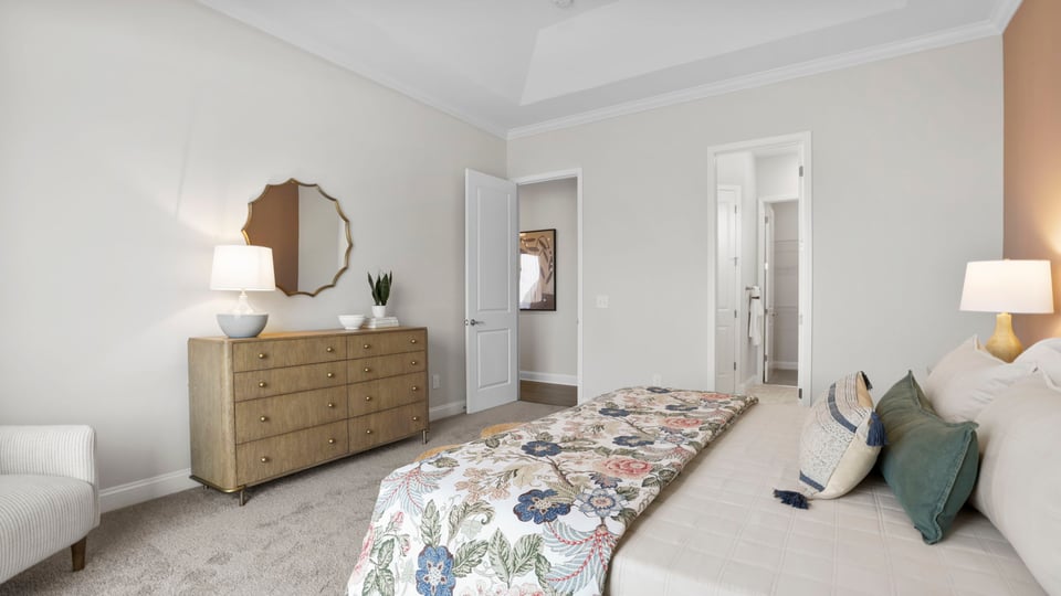 Bedroom with large window.