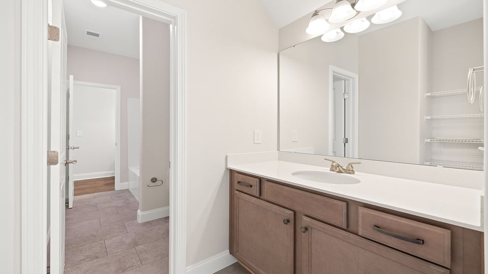 Bathroom with vanity.