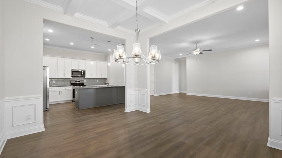 Dining room with windows.